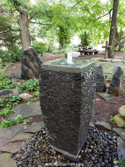 Broken Slate Round Stone Pot Fountain