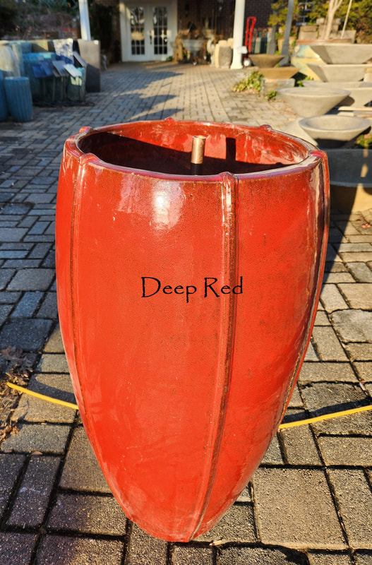 Deep Red Rib Jar Fountain