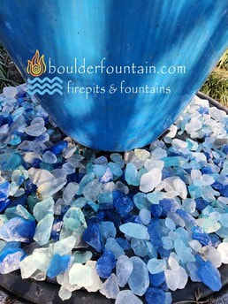 Glass Firepit With Blue Rock