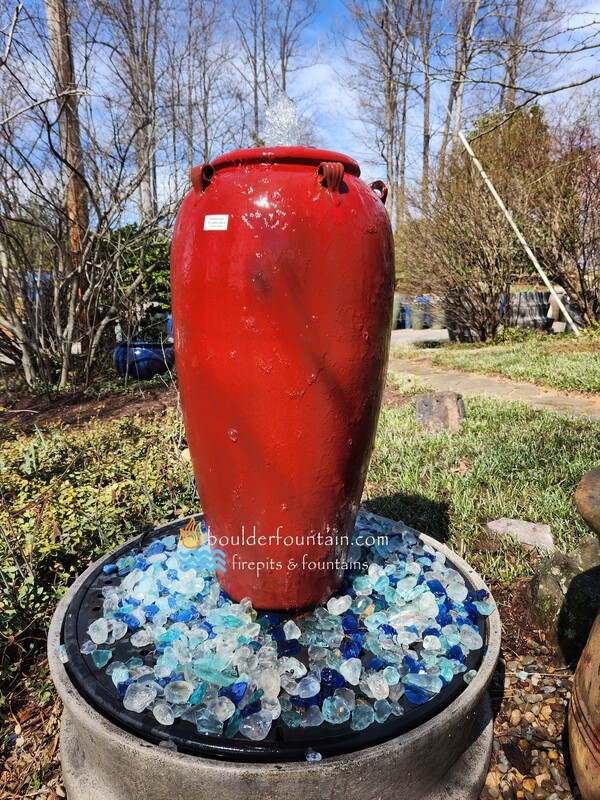 Medium Deep Red Jar Fountain Set Up