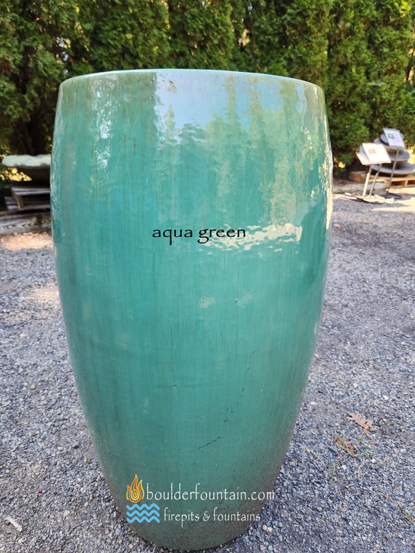 Aqua Green Drum Pottery Fountain