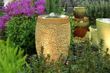 Tan Pebble Pot Fountain