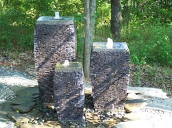 Broken Slate Set Of Three Round Stone Pot Fountain