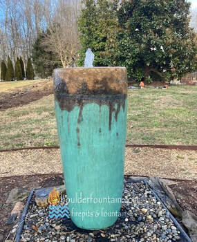 Large Green Rusty Lava Rim Jar Fountain