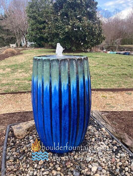 Large Blue Multi-Color Scallop Jar Fountain