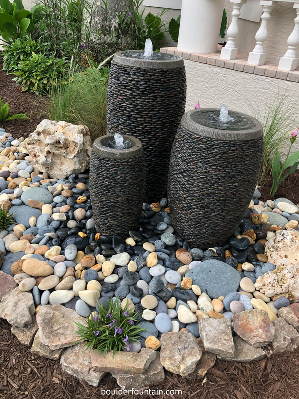 Grey Pebble Pot Fountain