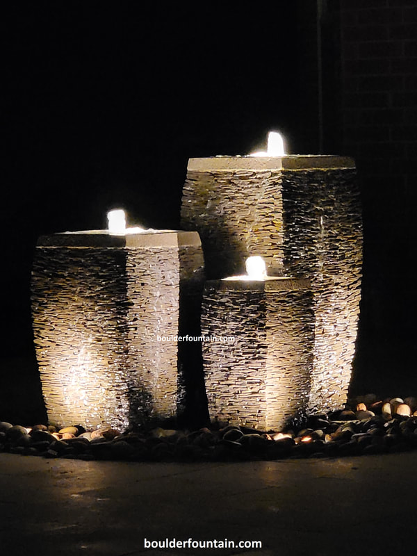 Square Broken Slate Set Of Three Stone